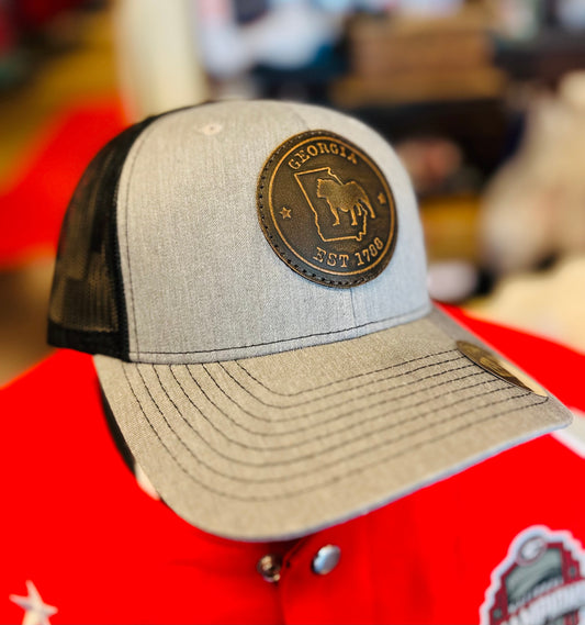 UGA Leather Patch Hat/Gray