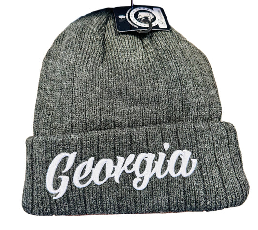 UGA Beanie With Georgia Script/No Pom