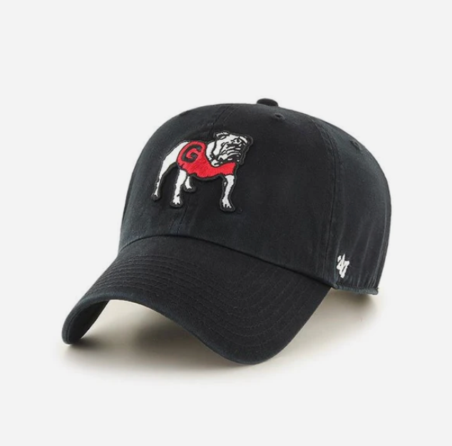 UGA '47 Brand Black Standing Dog Clean Up Hat