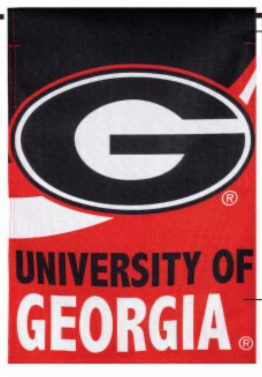 UGA Burlap Super G Garden Flag