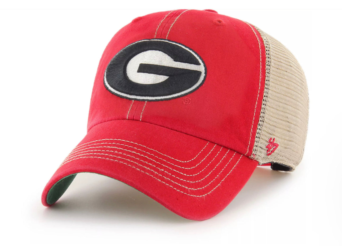 UGA '47 Brand Red Super G Clean Up Hat With Khaki Mesh Back