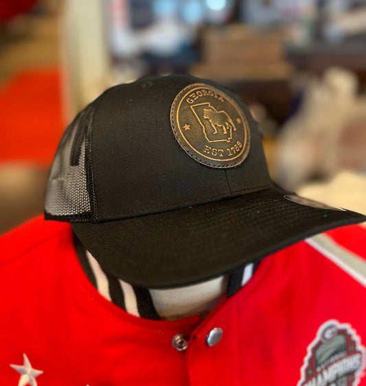 UGA Richardson Black Hat with Leather Patch