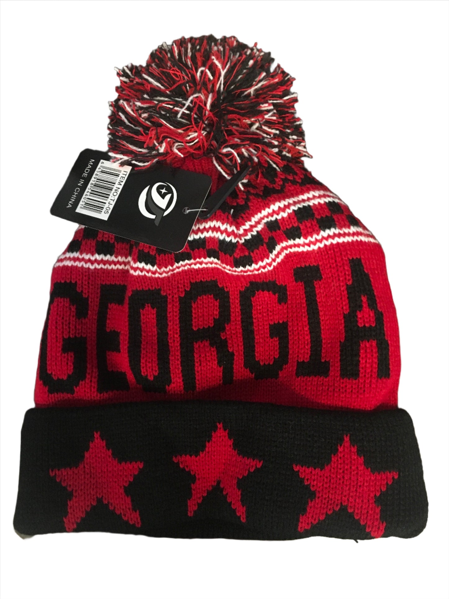 UGA Red Beanie with GEORGIA and Stars