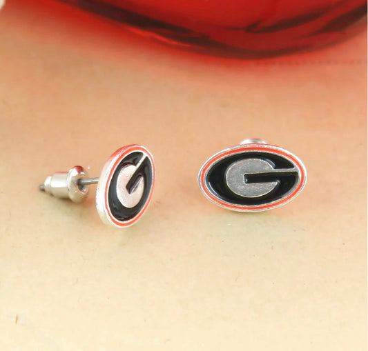 UGA Super G with Red Boarder Stud Earrings