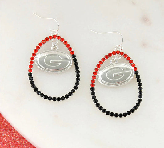 UGA Crystal Loop Earrings