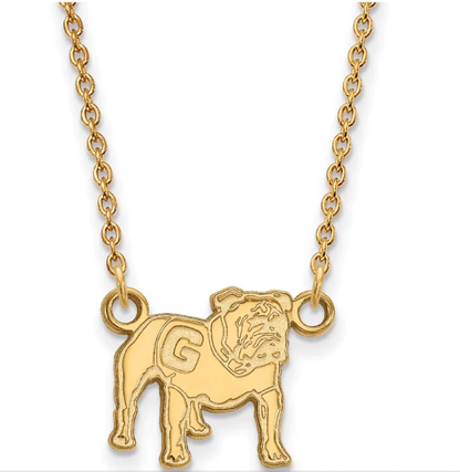 UGA 14k Gold & Sterling Silver Standing Dog Necklace