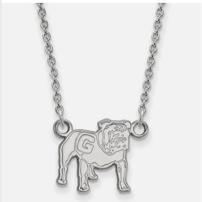 UGA 14k Gold & Sterling Silver Standing Dog Necklace