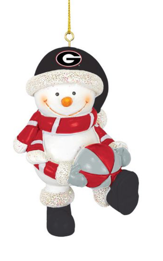 UGA Snowman With Santa Hat Ornament