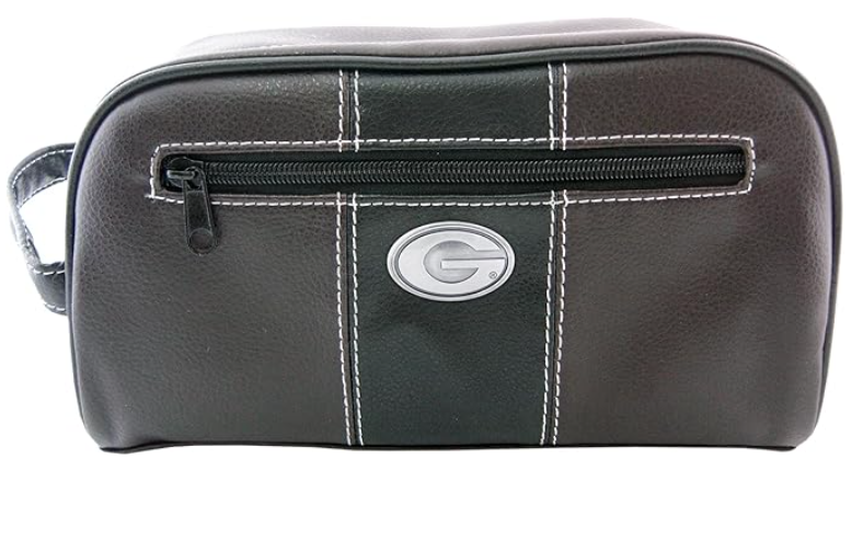 UGA Super G Brown and Black Leather Toiletry Bag