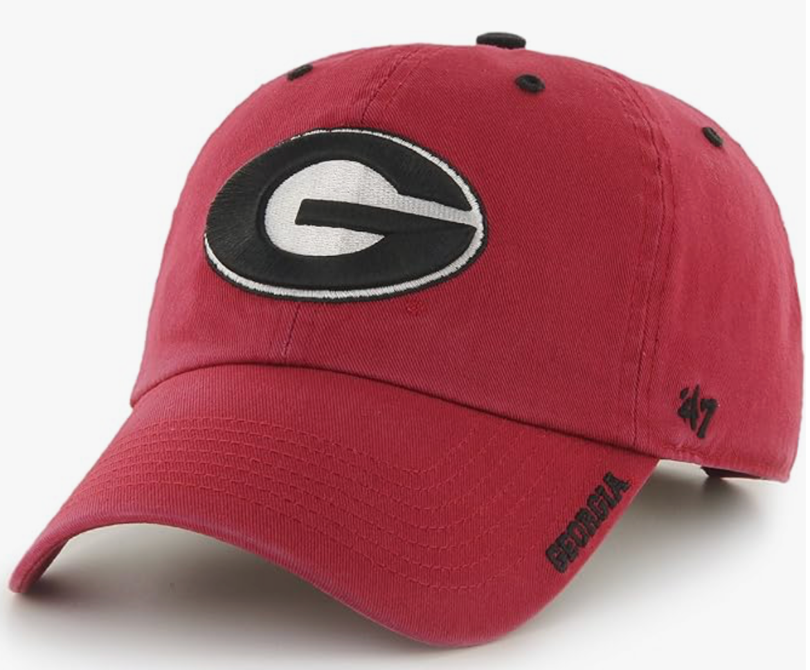 UGA '47 Brand Red Super G Clean Up Hat With BULLDOGS On Lid