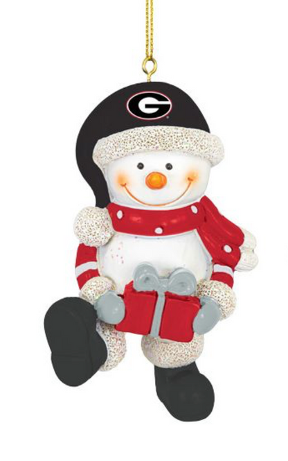 UGA Snowman With Santa Hat Ornament