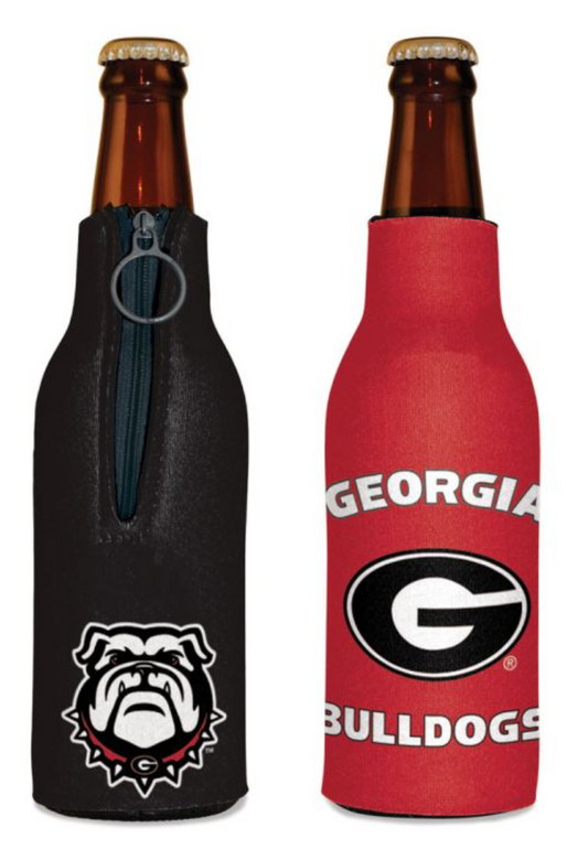 UGA Zip Up Bottle Coozie Drink Cooler